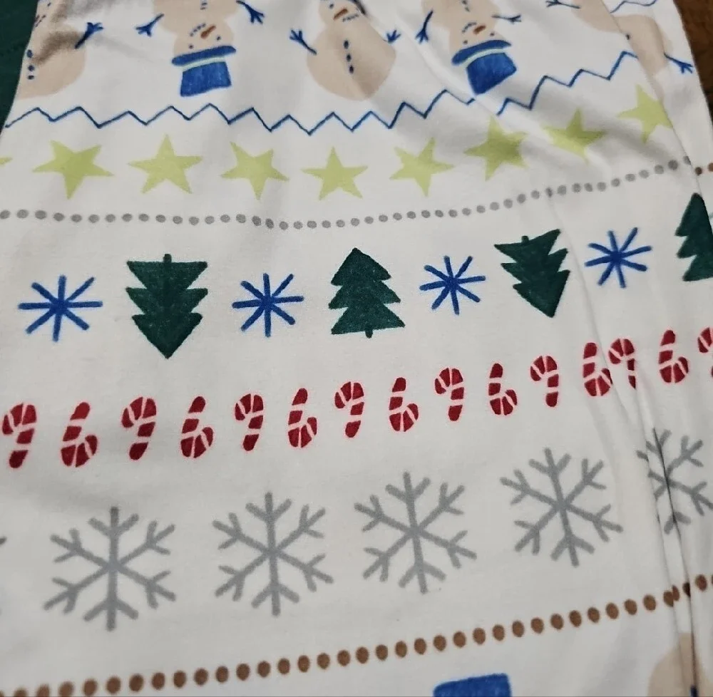 Carters Green Henley Top with Holiday Print Leggings Kids PJ's Long Sleeve
